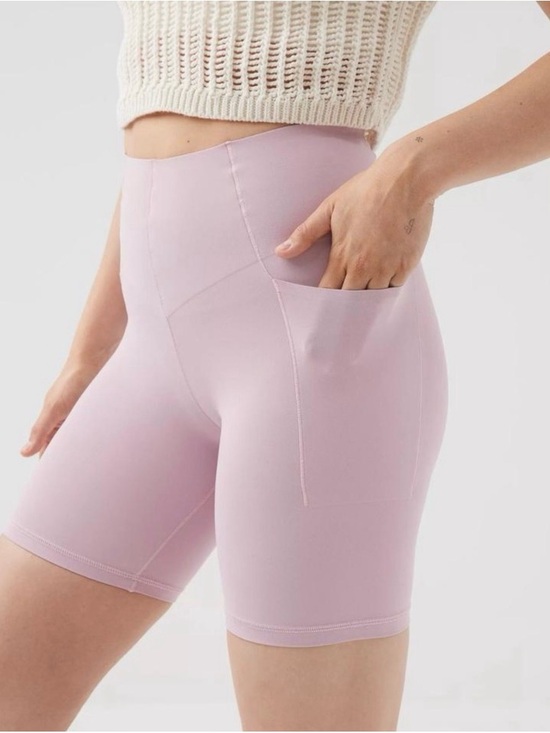 aerie Pants - aerie Light Pink High-Rise Bike Shorts with Side Pocket